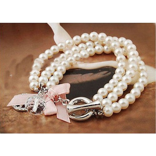 #3083 Fashion Vintage Full Pearl Rhinestone Butterfly Bracelets for Women