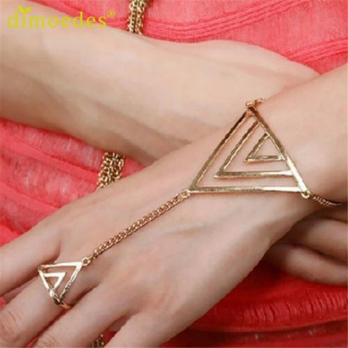 #3101 Fashion Women Triangle Hand Bracelet Finger Bangle Slave Chain bracelet