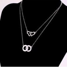 #7048 Double-stranded Star Two Circular Cross Necklace