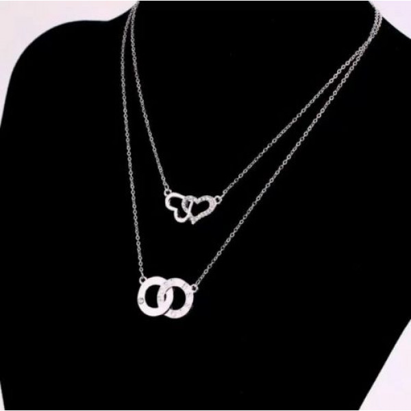 #7048 Double-stranded Star Two Circular Cross Necklace #7048 Double-stranded Star Two Circular Cross Necklace