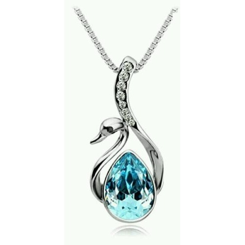 #7063 Fashion Chain Choker Chunky StNew Austrya Crystal Swan Pendant with chain