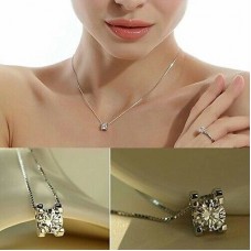 #7076 Women Cubic Zirconia Pendant Silver Plated Drop for Necklace Chain