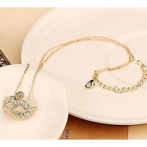 #7078 New Fashion Women's Vintage Retro Style Charm Fox Mask Pendant Necklace