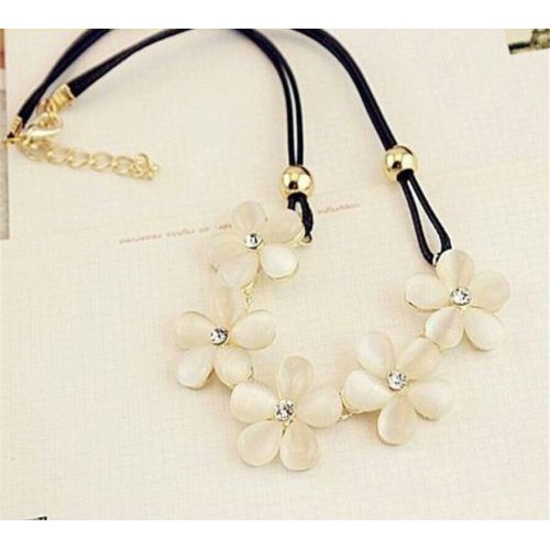 #7079 Women Fashion Crystal Flower Charm Choker Chunky Statement Chain Necklace