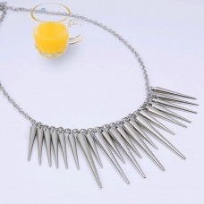 #7082 Silver Long Maxi Collar Necklace For Women Chokers Necklaces