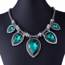 #7091 Noble Link Choker Chain Statement Necklace Luxury Shining Charm Crystal