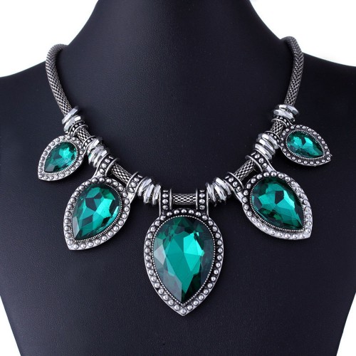 #7091 Noble Link Choker Chain Statement Necklace Luxury Shining Charm Crystal