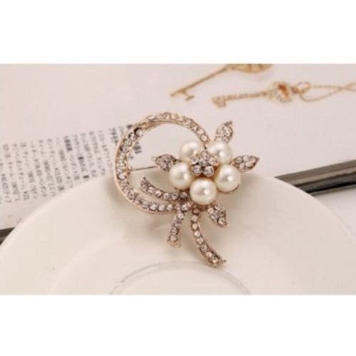 #6007 High-grade pearls unique flower brooch scarf buckle collar pin