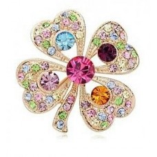 #6008 Korean romantic happiness clover brooch pin