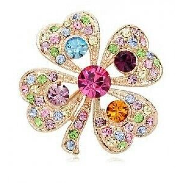 #6008 Korean romantic happiness clover brooch pin