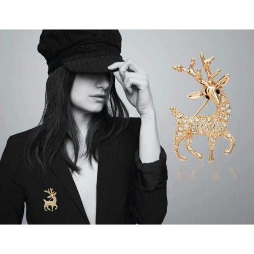 #6009 Korean fashion personality exquisite Rhinestone shinning deer brooch