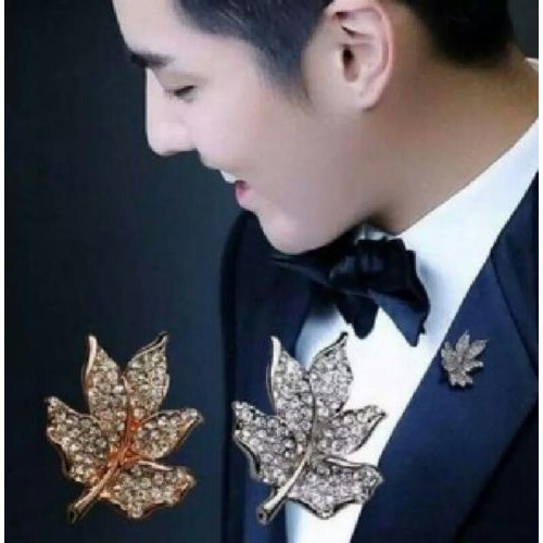 #6013 Leaves Ladies Silver Maple Leaf Style Suit Brooch