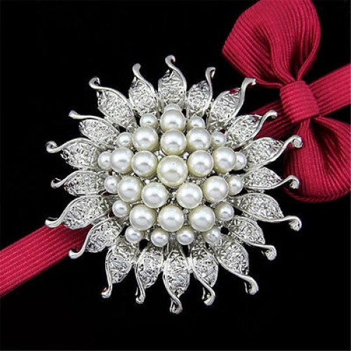 #6017  New Large Fashion Drop Pendant Wedding Lady Pearl Brooch