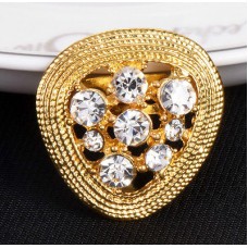 #6033 Austrian Clear Crystal Gold Colour Heart Shape Brooches Women/Men Wedding