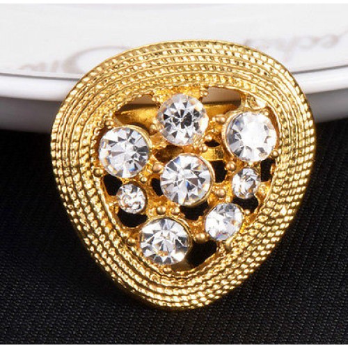 #6033 Austrian Clear Crystal Gold Colour Heart Shape Brooches Women/Men Wedding