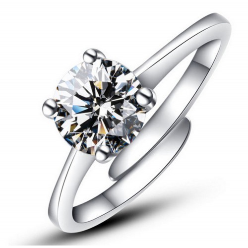 9322  CZ Crystal Rings for women Anel silver Color Wedding Jewelry adjustable Engagement Ring