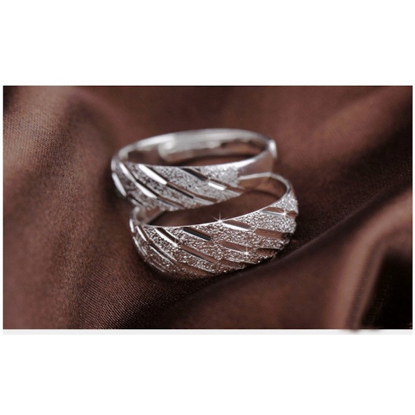 9324  Luxury silver Color Jewelry Wedding couple Ring for women men Valentine's Day gift Spark Promotion Free shippig