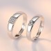 9334 New Lovely Silver Color Open Adjustable Couple Rings For Couple Crystal Heart Square Finger Rings Wedding Party Accessories