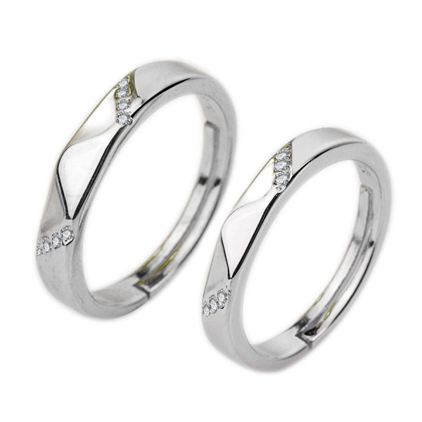9340 Three Stone Promise rings for couples Engagement Wedding Rings