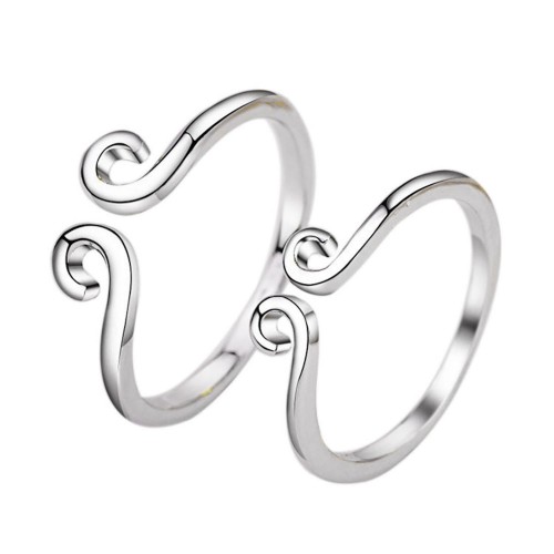 9358 His and Her Promise Rings, Couple Ring Set,925 Sterling Silver,Adjustable open ring