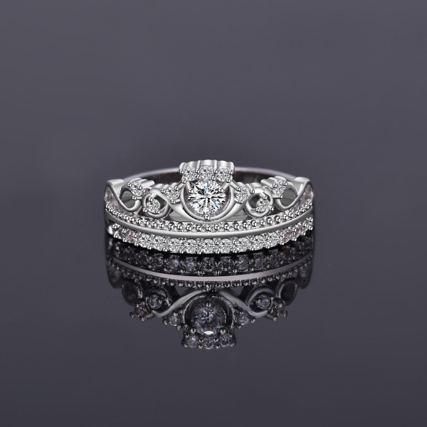 9381 Crown Platinum ring princess Diamond wedding proposal engagement