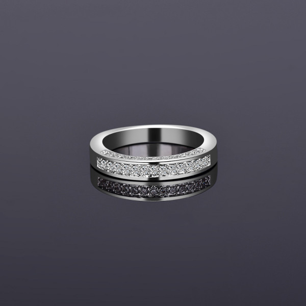 9384 Simple elegant daily use diamond studded Platinum ring 