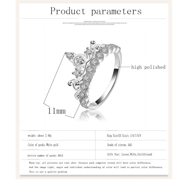 9387 Titanium Plated Crown Princess Party engagement wedding love proposal ring