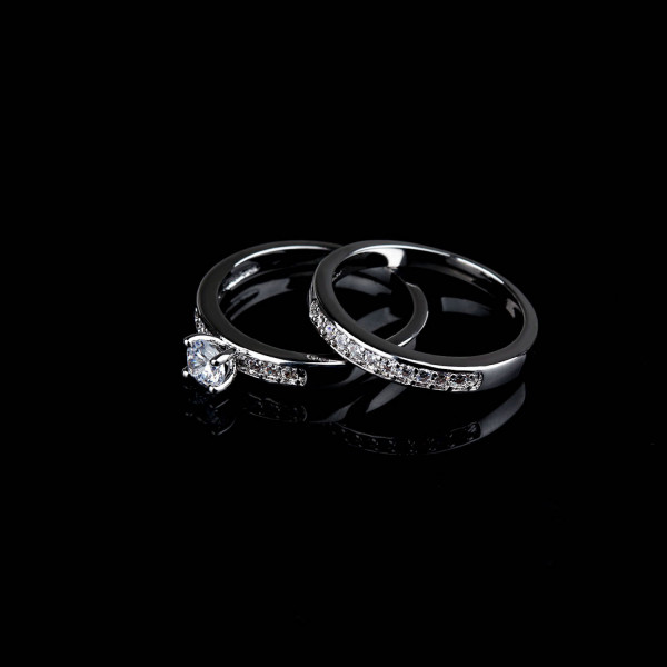 9389 2 pcs simple elegant party daily wedding engagement love proposal titanium ring