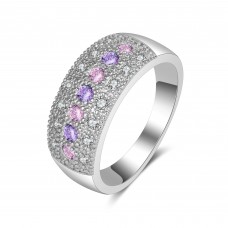 9392 Multi color Stones diamond love wedding engagement girl women proposal titanium ring