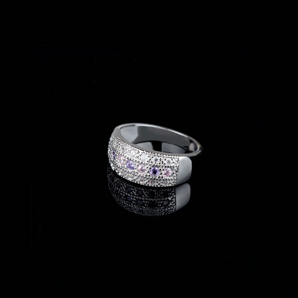 9392 Multi color Stones diamond love wedding engagement girl women proposal titanium ring