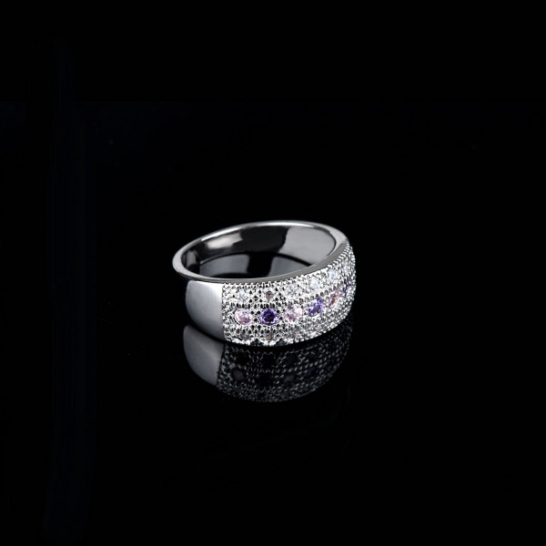 9392 Multi color Stones diamond love wedding engagement girl women proposal titanium ring