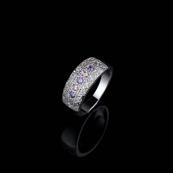 9392 Multi color Stones diamond love wedding engagement girl women proposal titanium ring