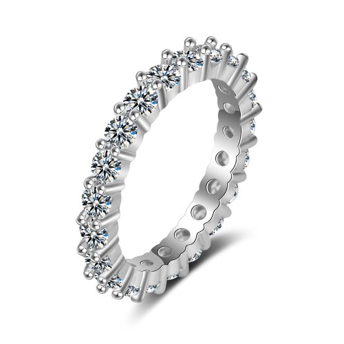 9396 All round diamond studded Wedding proposal love engagement Titanium Ring