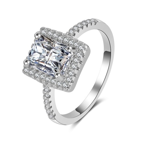 9400 White diamond Square studded wedding love engagement love Platinum girl women party