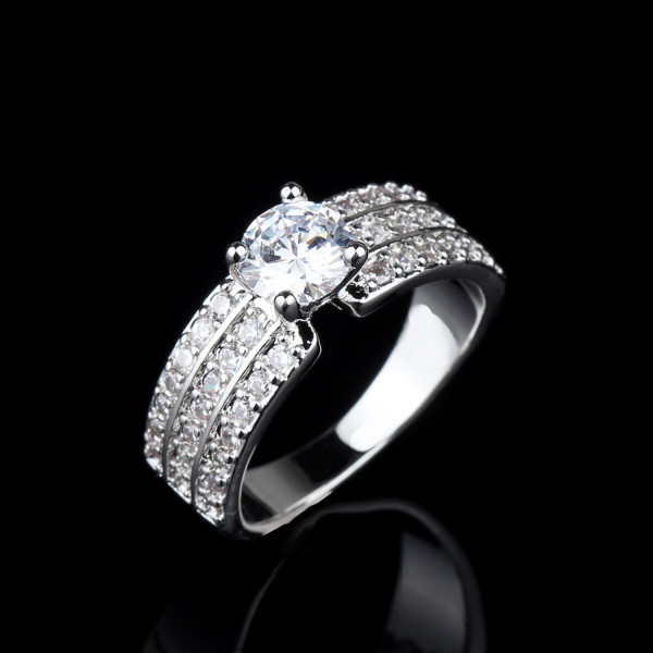 9401 3 layer White diamond Silver wedding love engagement love Platinum girl women party