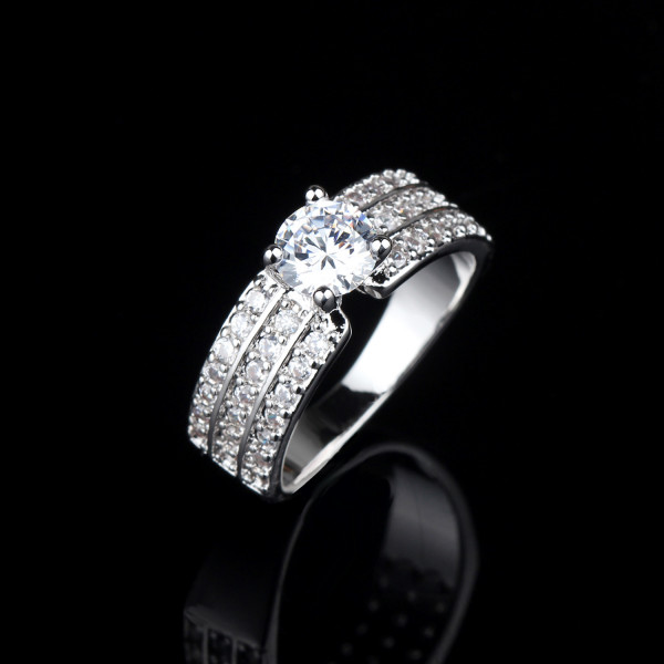 9401 3 layer White diamond Silver wedding love engagement love Platinum girl women party