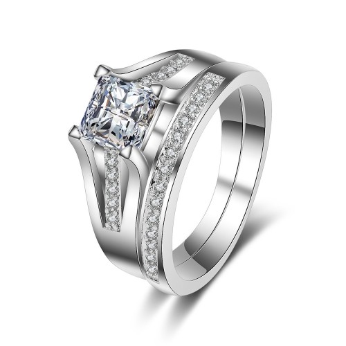 9403 2 pcs diamond studded wedding love engagement love Platinum propose