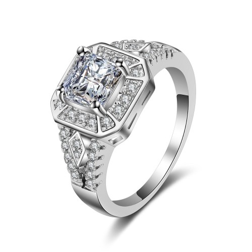 9406 Square diamond studded wedding love engagement love Platinum