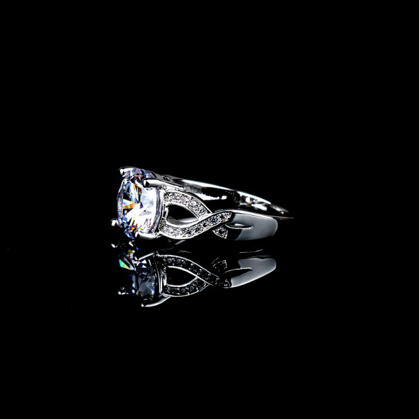 9407 Twist design Diamond studded  Girl women engagement wedding party titanium ring