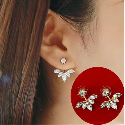 #1011 2016 fashion jewelry crystal gold jacket earring