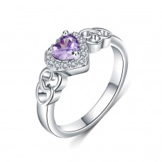 9410 Heart Blue Stone Wedding engagement Party love Girl Women Titanium ring