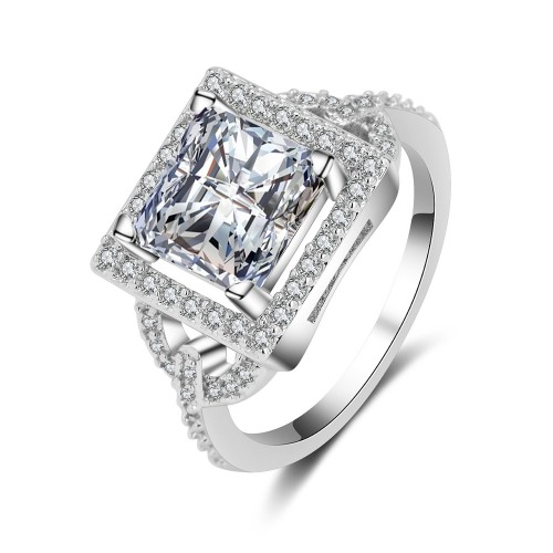 9411 Square diamond studded wedding love engagement love Platinum