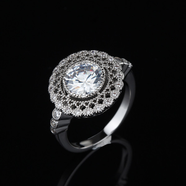 9420 Arrow 4 layer diamond Titatnium plated American diamond girl women wedding gift propose engagement ring