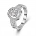 9424 Oval Diamond studded titanium girl women party gift proposal wedding engagement ring