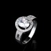 9424 Oval Diamond studded titanium girl women party gift proposal wedding engagement ring