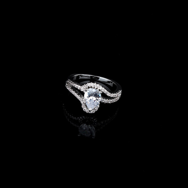 9427 Water Drop Oval Diamond studded titanium girl women party gift proposal wedding engagement ring