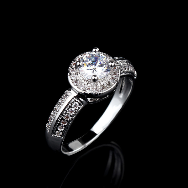 9429 Titanium Plated Diamond studded  Party engagement wedding love proposal women girl ring