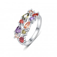 9432 Multi Colour Leaves design Wedding engagement Party love Girl Women Titanium ring
