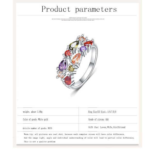 9432 Multi Colour Leaves design Wedding engagement Party love Girl Women Titanium ring