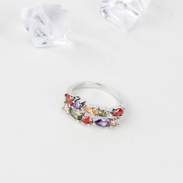 9432 Multi Colour Leaves design Wedding engagement Party love Girl Women Titanium ring